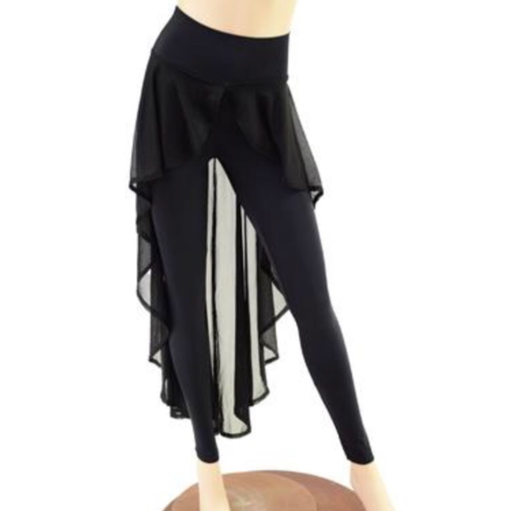High Waist Legging w/ Attached HiLo Mesh Overskirt